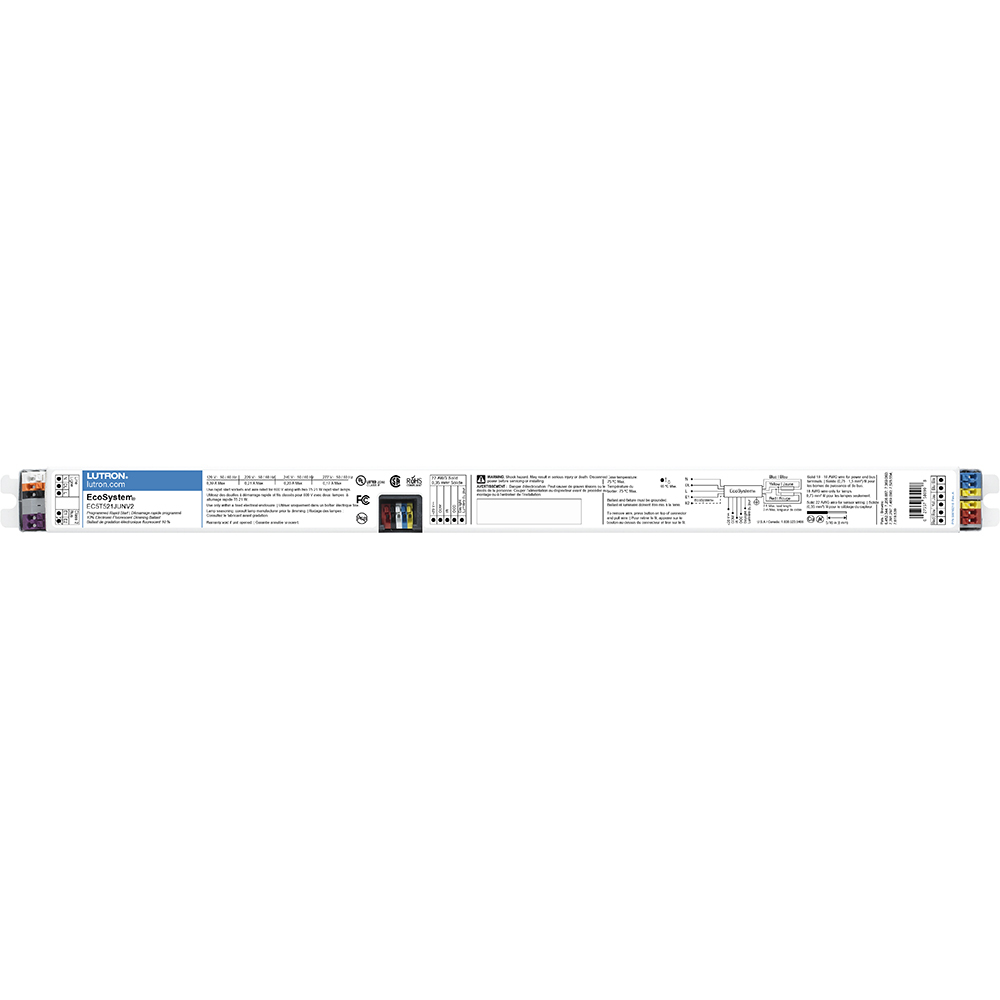 EcoSystem 10 percent 3-Wire and EcoSystem Digital Link Controlled T5 Linear 2 lamps, ballast factor of 1.00, J-can 21W/120/277V