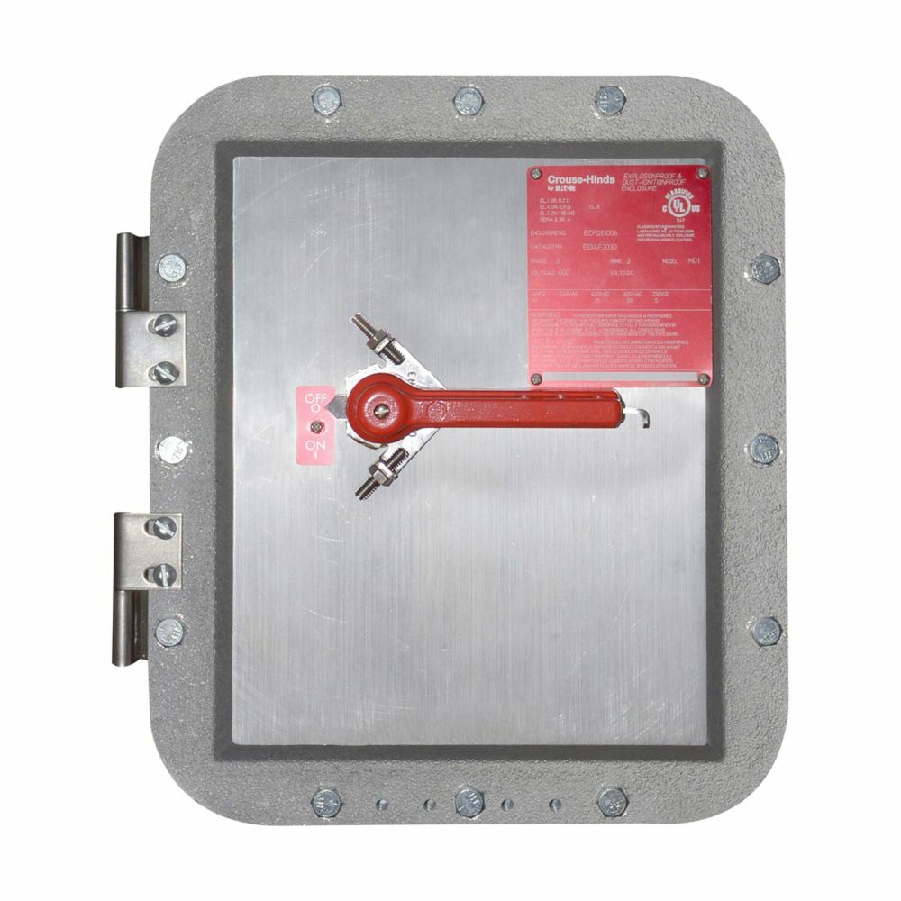 Eaton Crouse-Hinds series EID disconnect switch, 60A, With switch, Fused, 10 HP/30 HP/50 HP, Copper-free aluminum, 240-600 Vac/250 Vdc