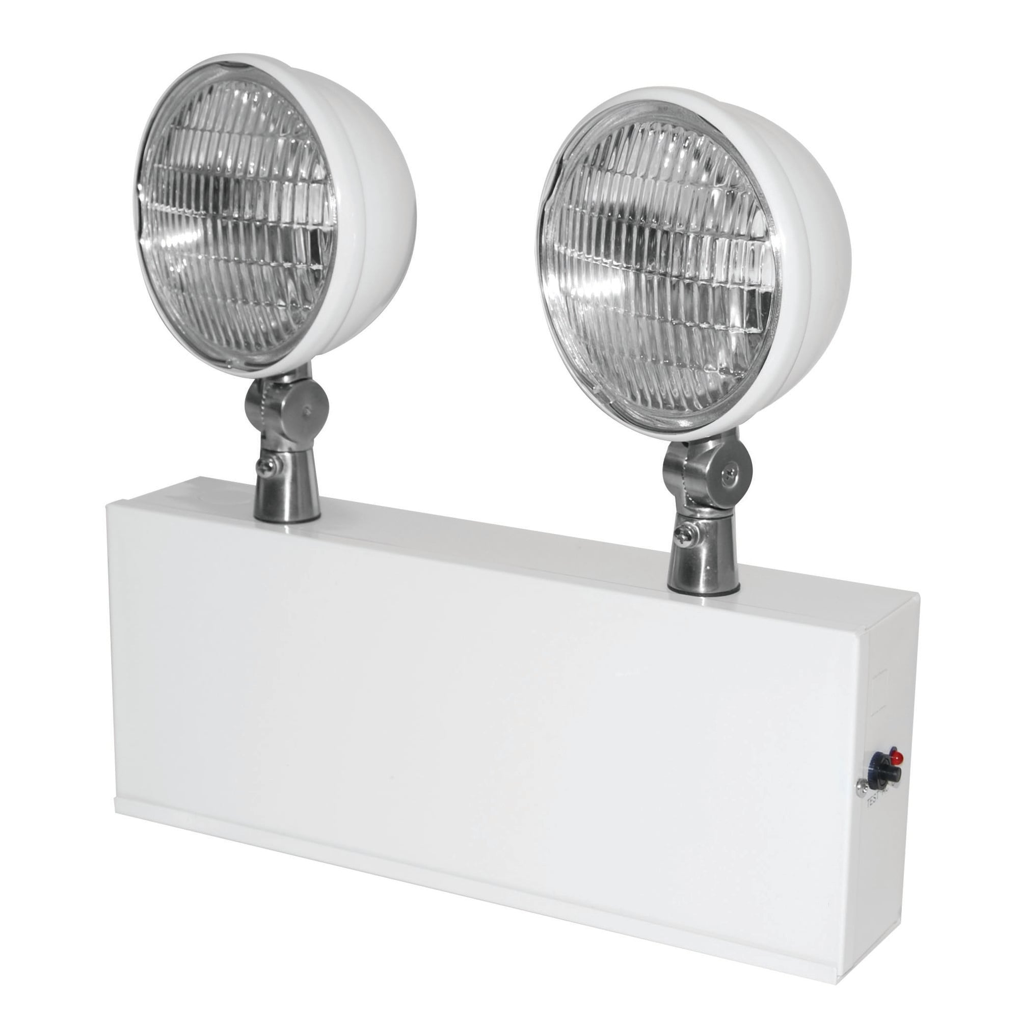 Industrial Steel Emergency Lighting Unit, 6V 27W, 20-Gauge Steel White Housing, Two Lamp Heads, Lead Calcium Battery, SKU - 201U87
