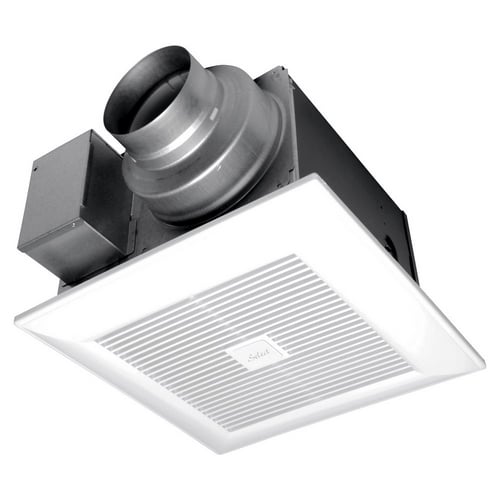 WhisperGreen Select Pick-A-Flow Speed Selector 50, 80 or 110 CFM fan with DC Motor, built-in multi-speed 0, 30-110 CFM, <0.3 sone, Select up to 2 Plug 'N Play modules. Flex-Z Fast installation bracket, Integrated dual 4" or 6" duct adaptor