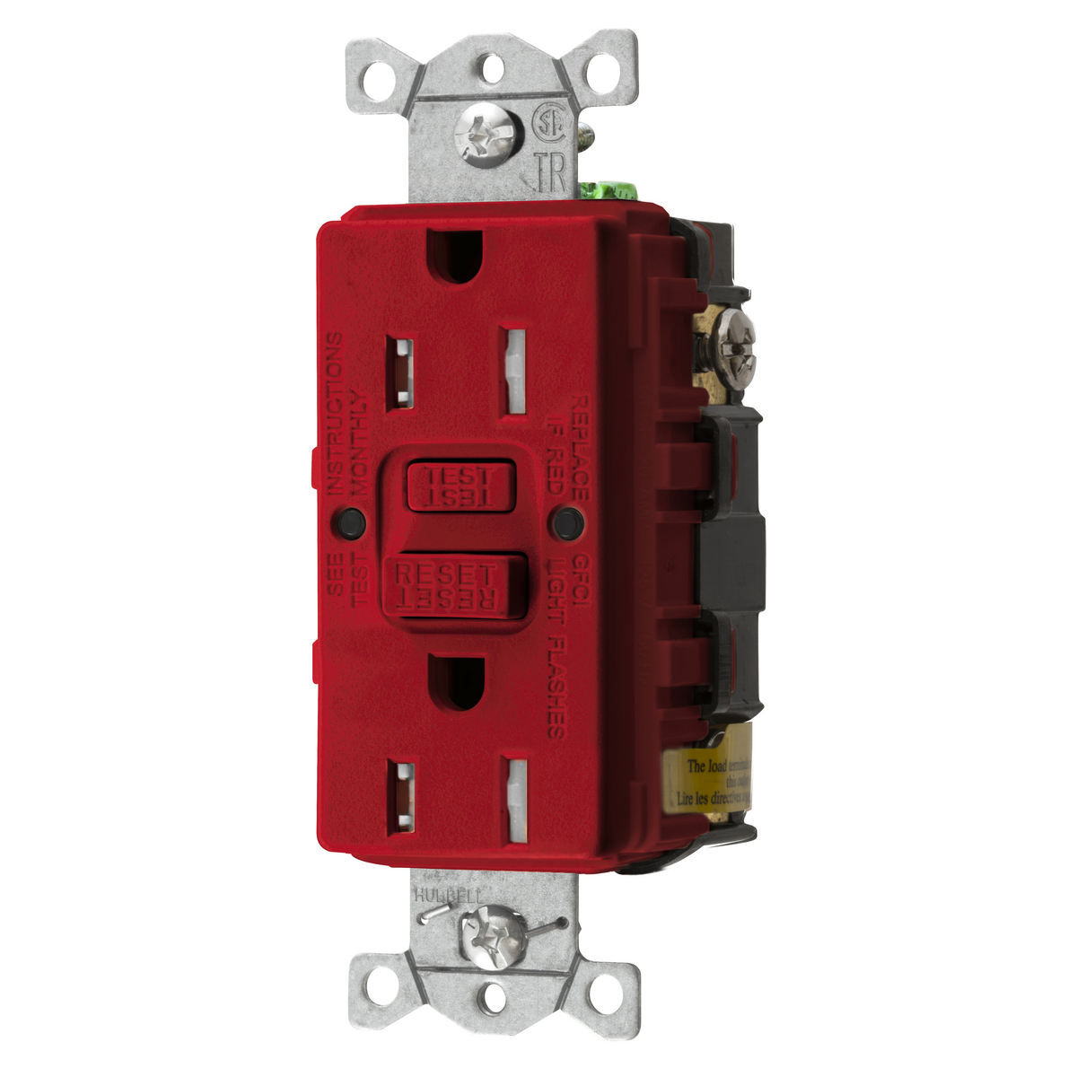 Power Protection Devices, Receptacle, Self Test, GFCI, Commercial Grade, 15A 125V, 2-Pole 3-Wire Grounding, 5- 15R, Red