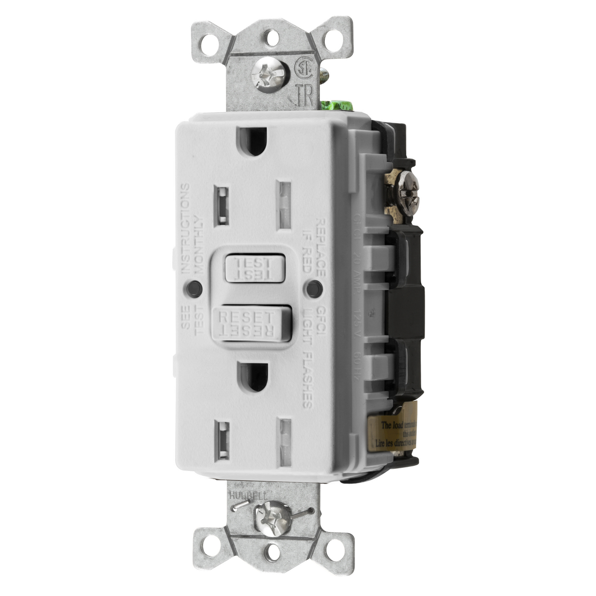 Power Protection Devices, Receptacle, Self Test, GFCI, Commercial Grade, 15A 125V, 2-Pole 3-Wire Grounding, 5- 15R, White