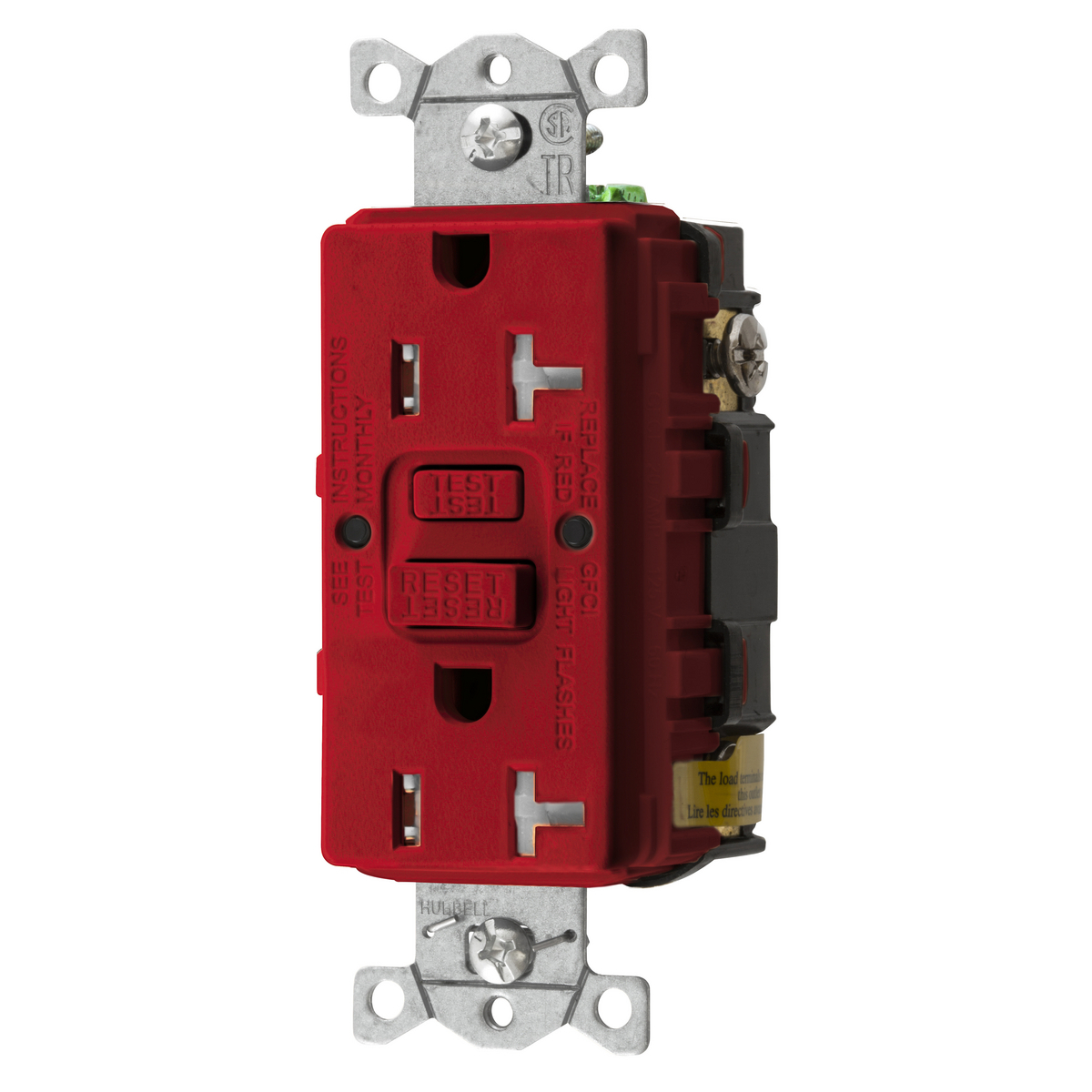 Power Protection Devices, Receptacle, Self Test, GFCI, Commercial Grade, 20A 125V, 2-Pole 3-Wire Grounding, 5- 20R, Red