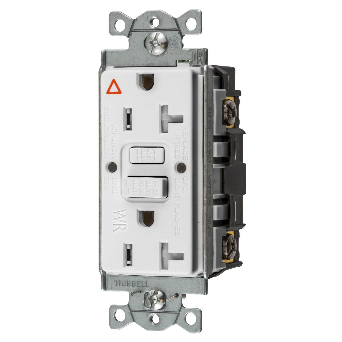 Power Protection Devices, Receptacle, Self Test, GFCI, IG, TRWR, Commercial Grade, 20A 125V, 2-Pole 3-Wire Grounding, 5-20R, White