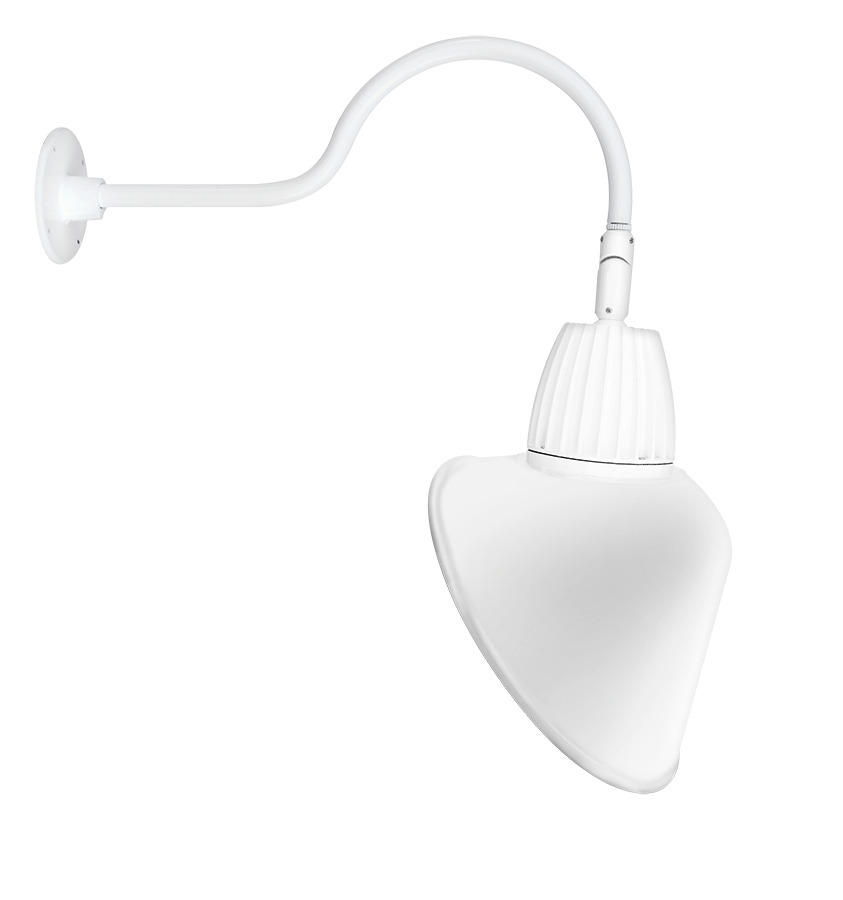 Gooseneck Style1 26W, 4000k, LED 15 Inch AngLED Cone Shade, White