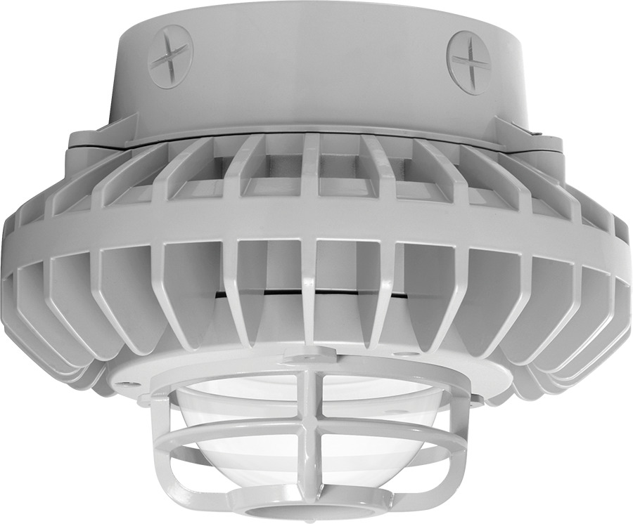 Hazardous, . LED 42W, 5000k, LED Ceiling, Clear Globe Die Cast Gd Gray