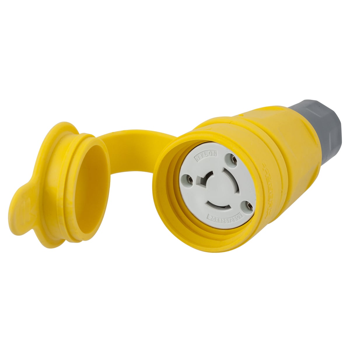 Watertight Twist-Lock Connector, 20A, 125/250V AC, 3-Pole, 3 Wire, Thermoplastic elastomer, NON-NEMA