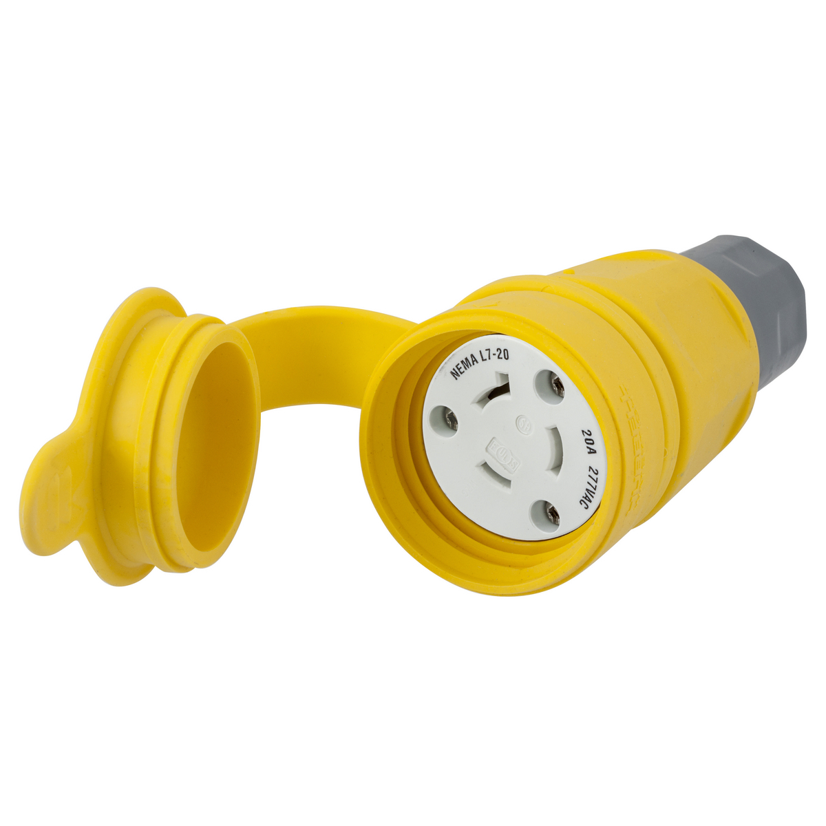 Watertight Twist-Lock Connector, 20A, 277V AC, 2-Pole, 3 Wire, Thermoplastic elastomer, NEMA L7-20R
