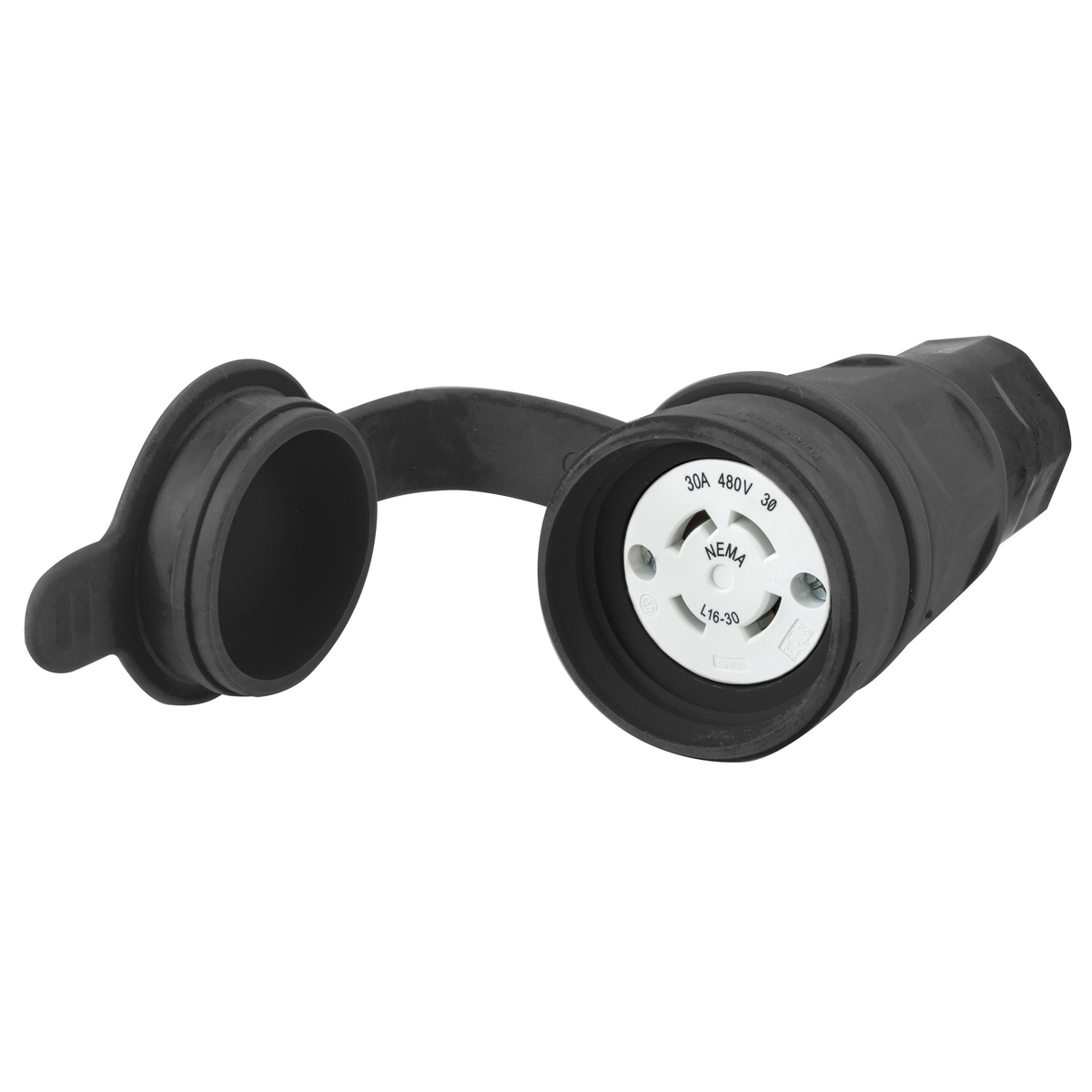 Watertight Twist-Lock Connector, 30A, 3 Phase 480V AC, 3-Pole, 4 Wire, Thermoplastic elastomer, NEMA L16