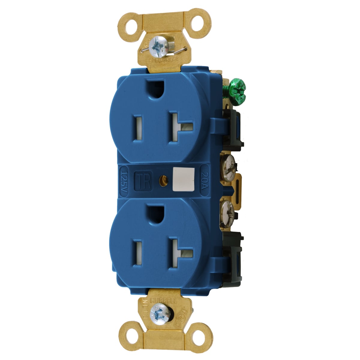 Straight Blade Devices, Receptacles, Duplex, Industrial Grade, 2-Pole 3-Wire Grounding, 20A 125V, 5-20R, Blue, Single Pack