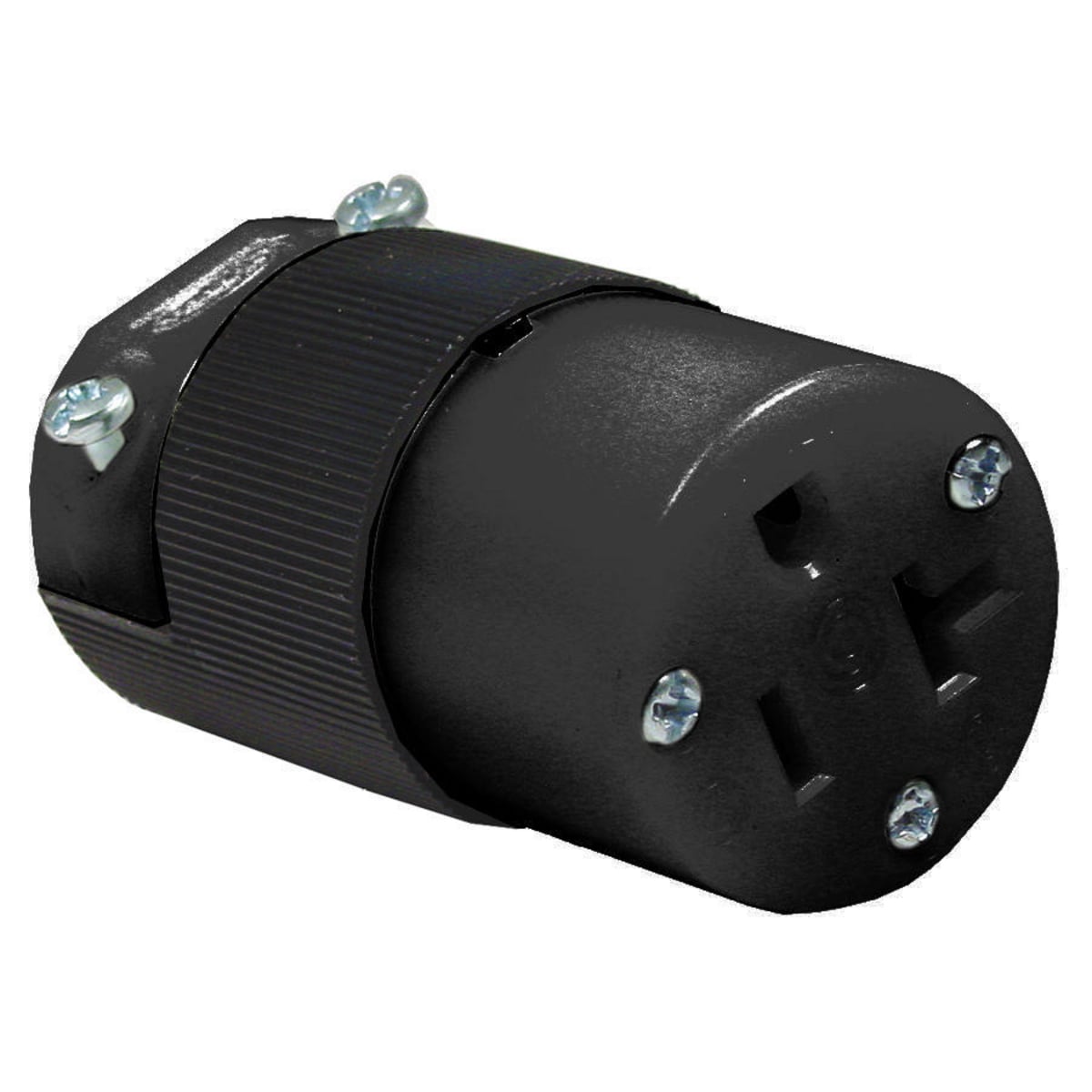 Straight Blade Devices, Female Connector, Insulgrip Heavy Duty, Industrial/Commercial Grade, Straight, 2-Pole 3- Wire Grounding, 20A 125V, 5-20R, Black, Single Pack, Rated for 12/3 SO.