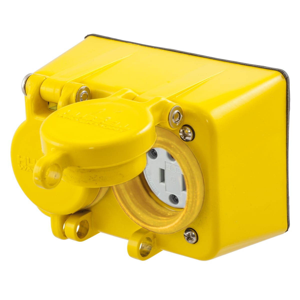 Watertight Series, Straight Blade DuplexReceptacle, 20A 125V, 2-Pole 3-Wire Grounding, NEMA 5-20R, Yellow