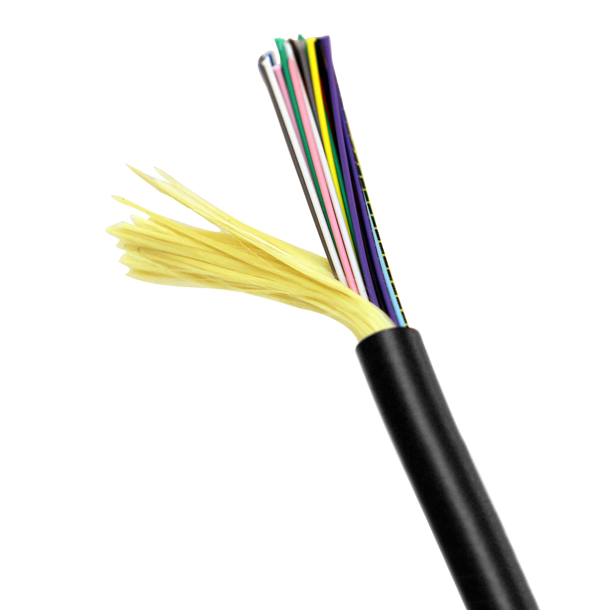 HFCD14 Series Indoor/Outdoor Tight Buffer, 12 strand, I/O Tight Buffer Riser, OM4, MM , Black Jacket.