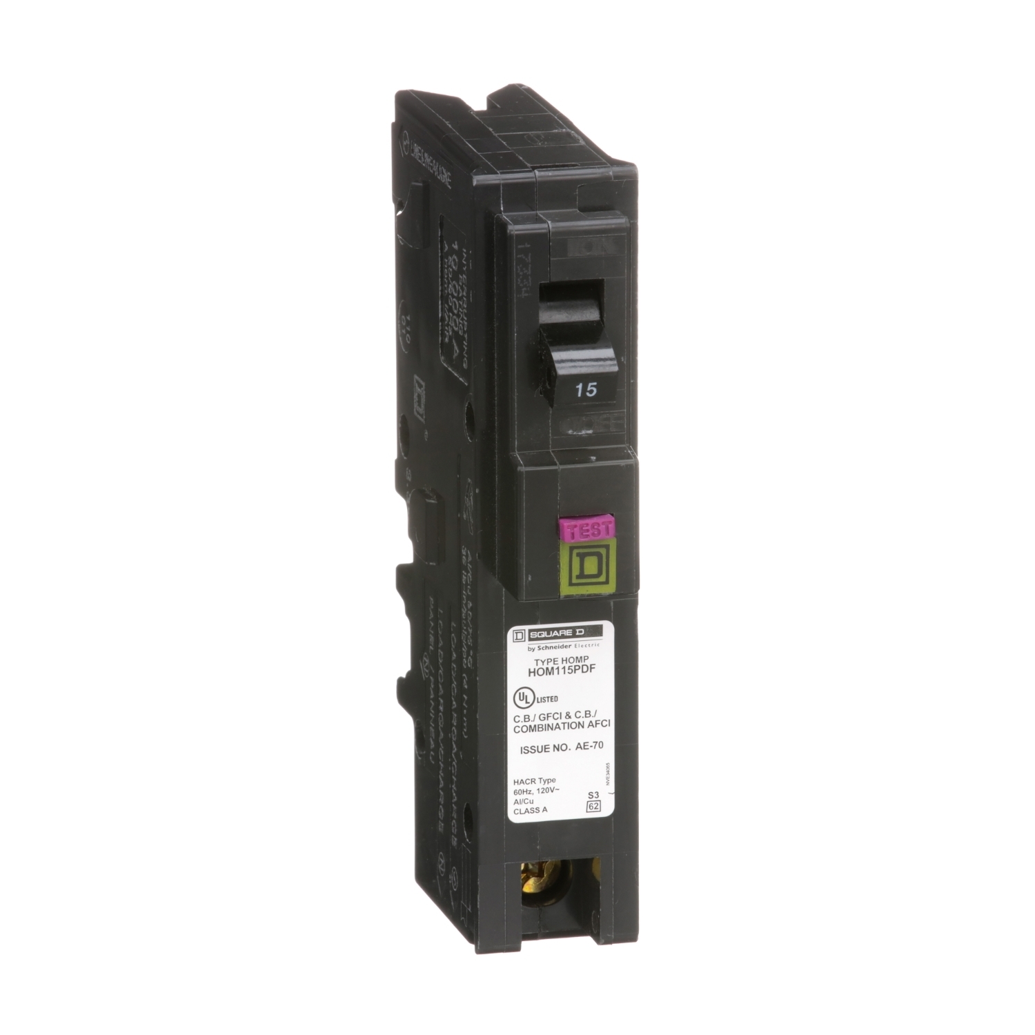 HOM115PDF Homeline Miniature Circuit Breaker, 15 Amp, 1 Pole, 120V