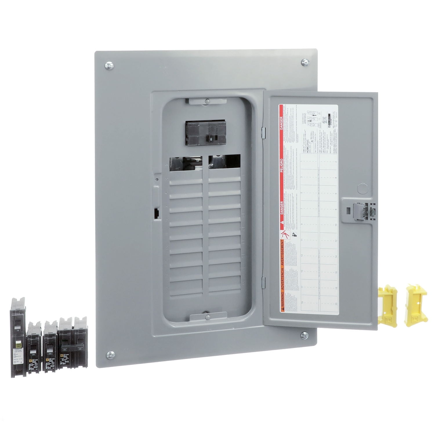 HOM2040M100PC1AVP Homeline Load center, Homeline, 1 phase, 20 spaces, 40 circuits, 100A convertible main breaker, PoN, NEMA1, value pack