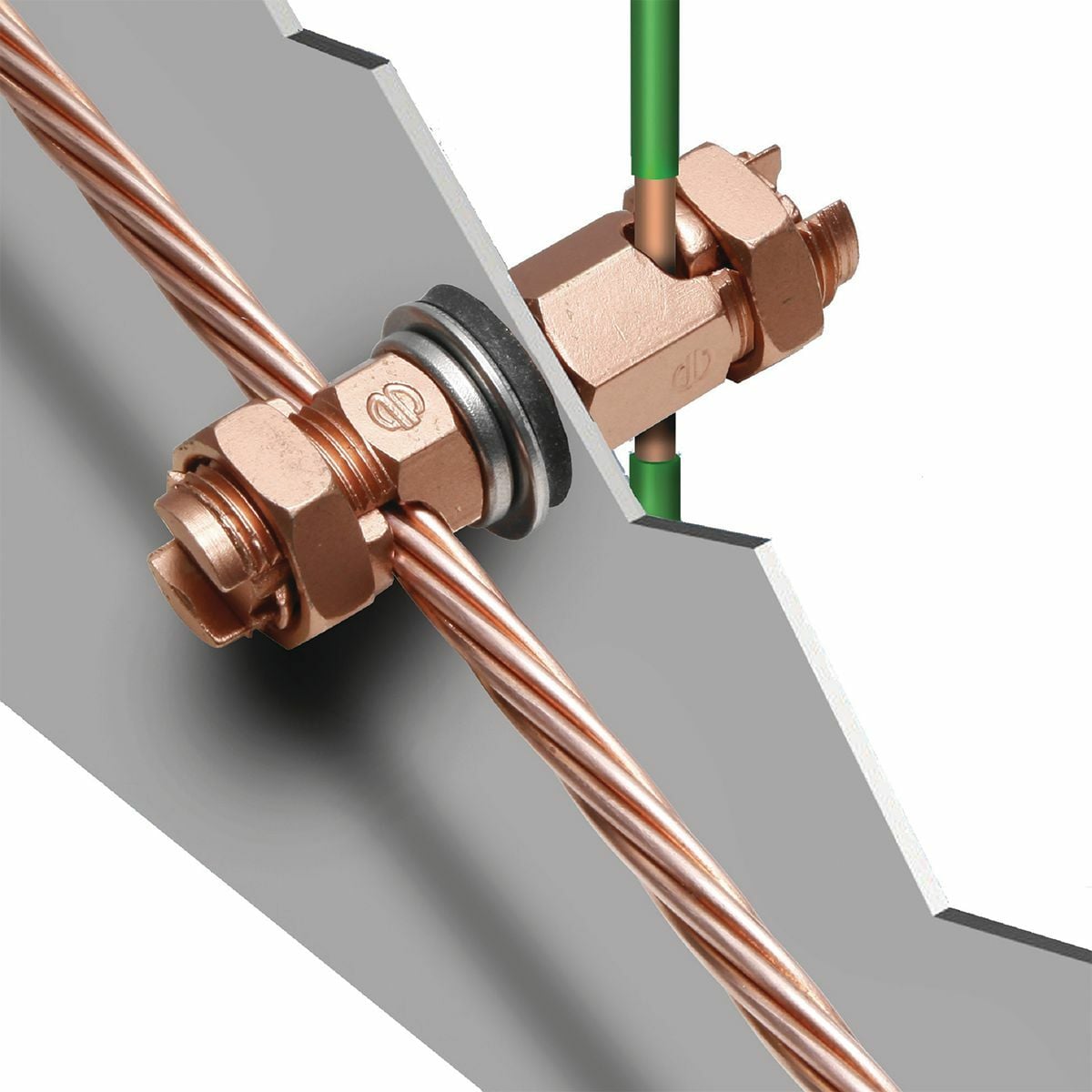 Mechanical Bulkhead Ground Connector Kit; Accommodates: #2 - 1/0 AWG Stranded, #2 - 2/0 Solid Copper; Nut Torque: 385 in-lbs