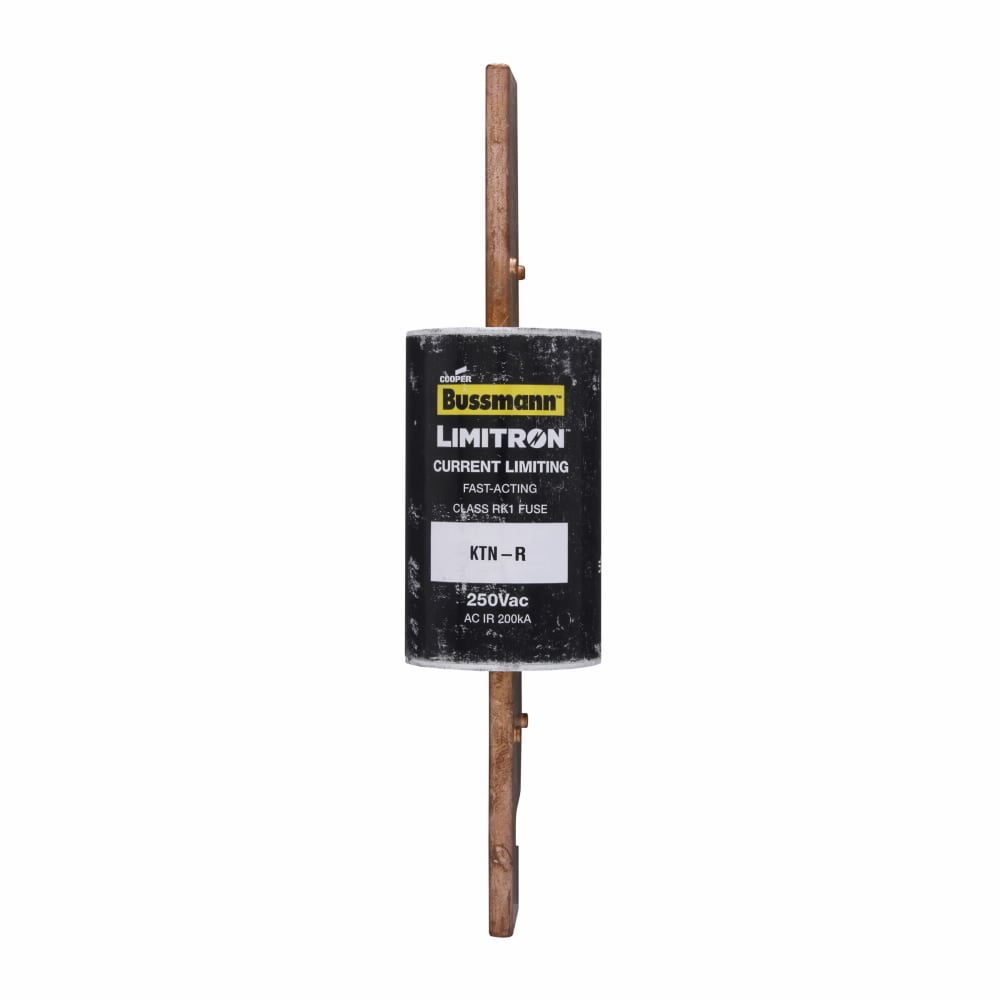 Eaton Bussmann series KTN-R fuse, LIMITRON Fast-acting fuse, 70/30 brass end cap, Panelboards, 250 A, 1, Class RK1, Non-indicating, Blade end x blade end, 100 kAIC at 250 Vdc,200 kAIC at 250 V, Melamine glass tube, Standard, 250 V, 250 Vdc