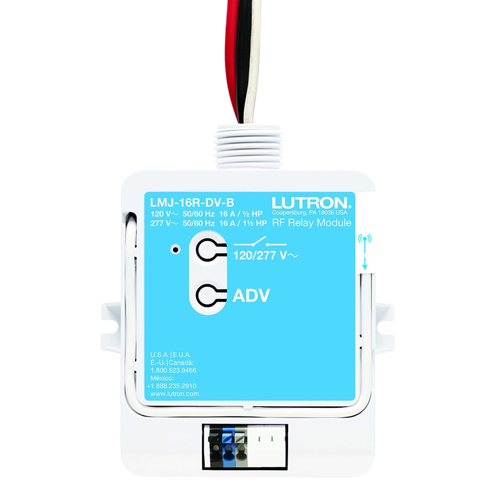 RadioRA 2 RF relay module with Softswitch, 6A lighting/1/2 HP (120V), 1 1/2 HP (277V) motor, 120/277V, 434 MHz
