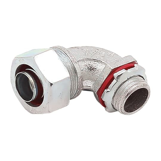 Liquidtight Conduit Fitting, 90 Degree Bend, Trade Size 1 Inch, Malleable Iron