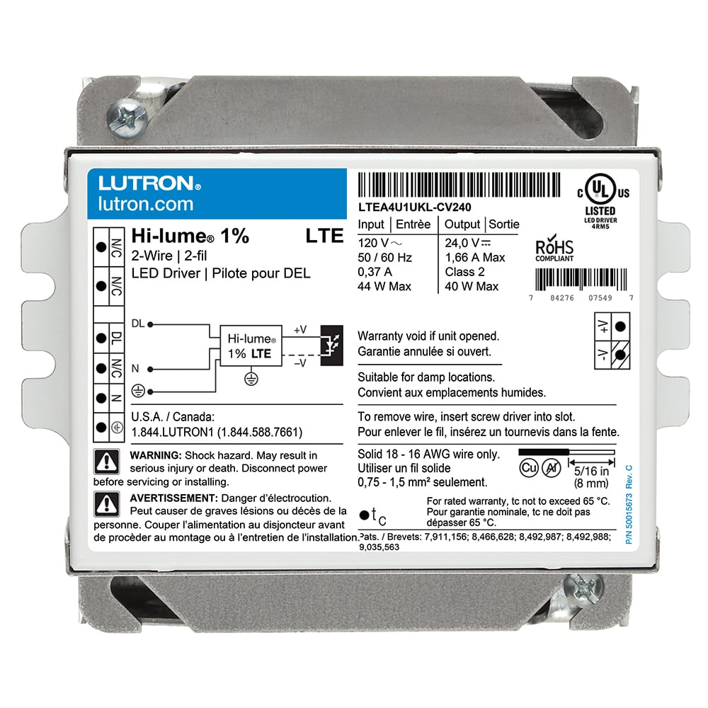 Hi-Lume A-Series driver, forward phase, 24 V, provides continuous flicker-free dimming for constant current or voltage LED sources