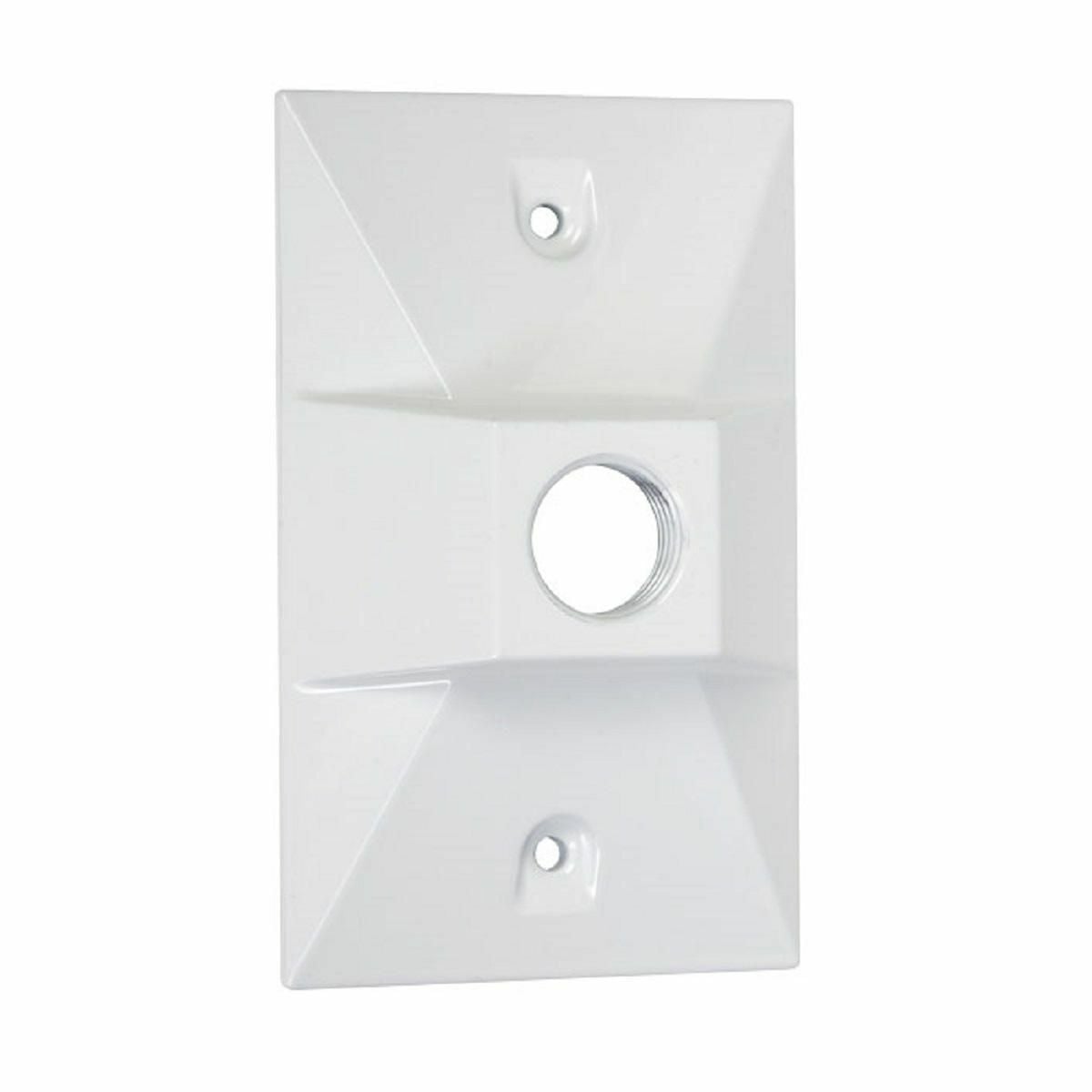 Rectangular 1/2 in. 1-Hole Lampholder Weatherproof Cover - White