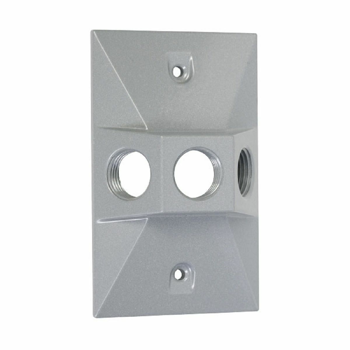 Rectangular 1/2 in. 3-Hole Lampholder Weatherproof Cover - Silver