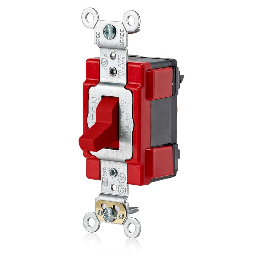 M1223-R Lev-Lok 3-Way Large Toggle Switch, 120/277 V AC, 20 A, 800 W, 1000 VA Power Rating