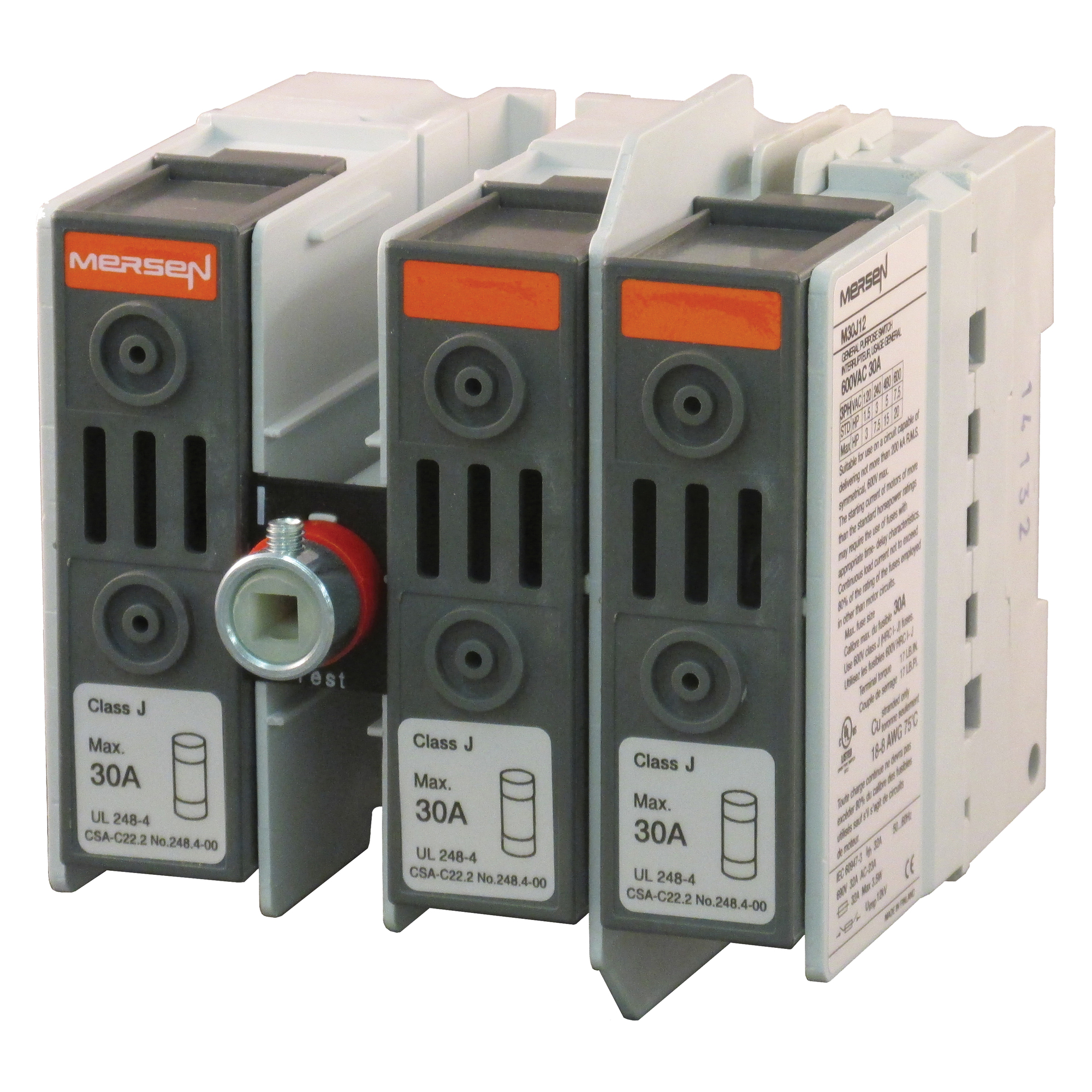 UL 98 Fusible Switch 600VAC Class J 30A 3-Pole Configuration: 1-2