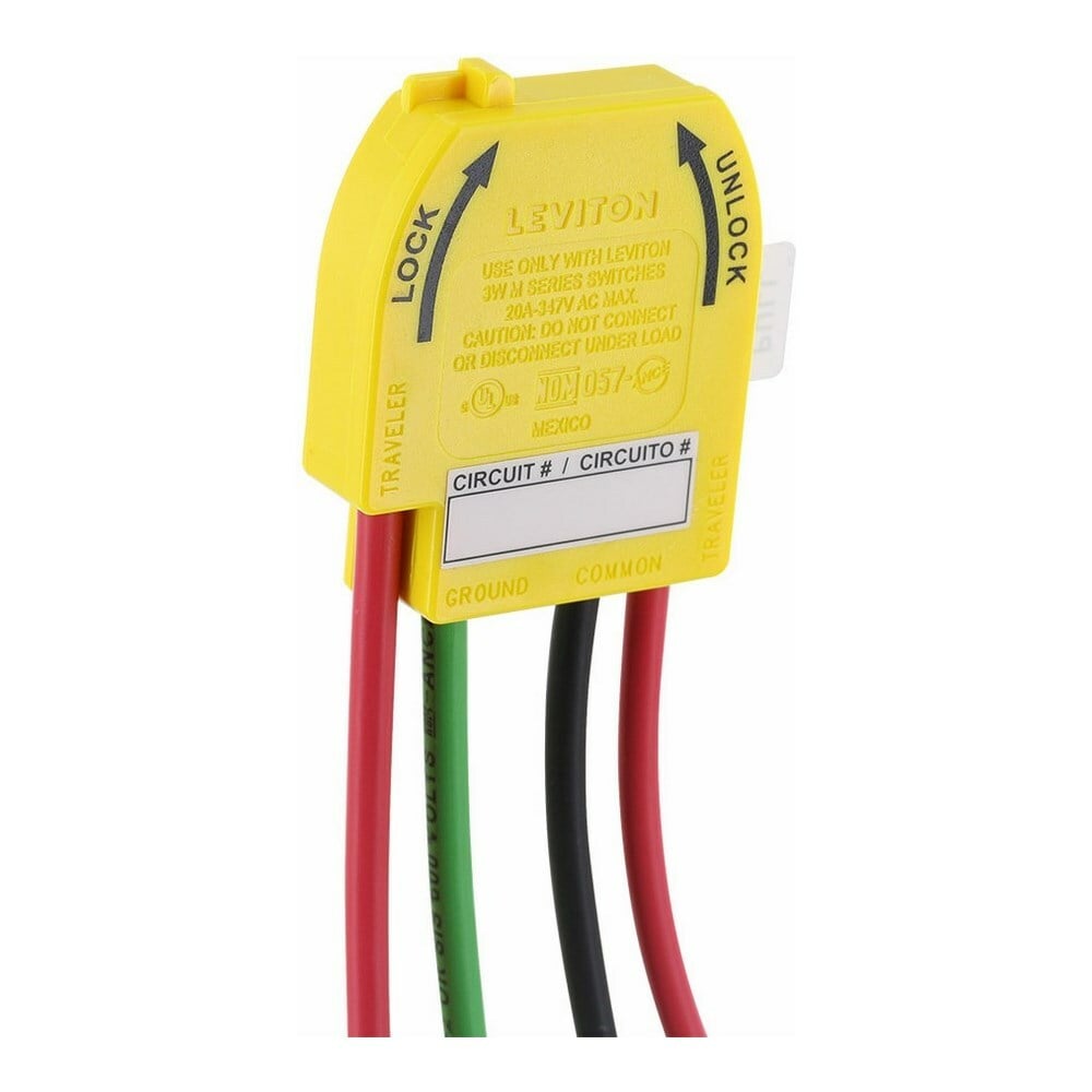 M3WSW-ST Lev-Lok Wiring Module With 6 in 12 AWG XHHW-2 Stranded Wire Lead, For Use With 3-Way Toggle Switch, 347 V AC, 20 A, 3-Pole, Yellow