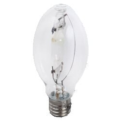 400W METALARC PULSE START compact quartz metal halide lamp, high output, reduced outer jacket, reduced color shift, E39 base, ED28 bulb, enclosed fixture rated, universal burn, clear, 4000K