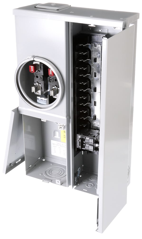 MC1224B1100ESC Meter Load Center Combination, 12 Spaces, 24 Circuits, 100 Amp, 4 Jaw, OH, UG, Ringed, Surface, EU