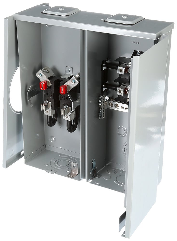 MM0406L1125ESC Meter Main Lug, 4 Spaces, 6 Circuits, 125 Amp, 4 Jaw, OH, UG, Ringed, Surface, EU