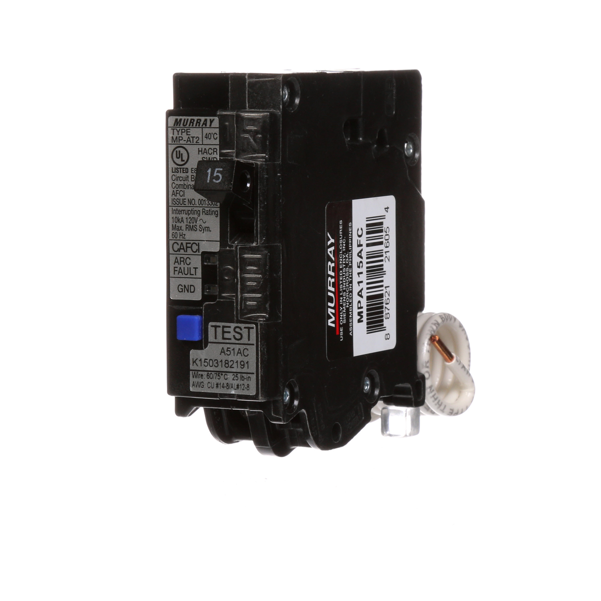 AFCI Combo Type (Gen 2) - 1 Pole, 15A, 10kA IR