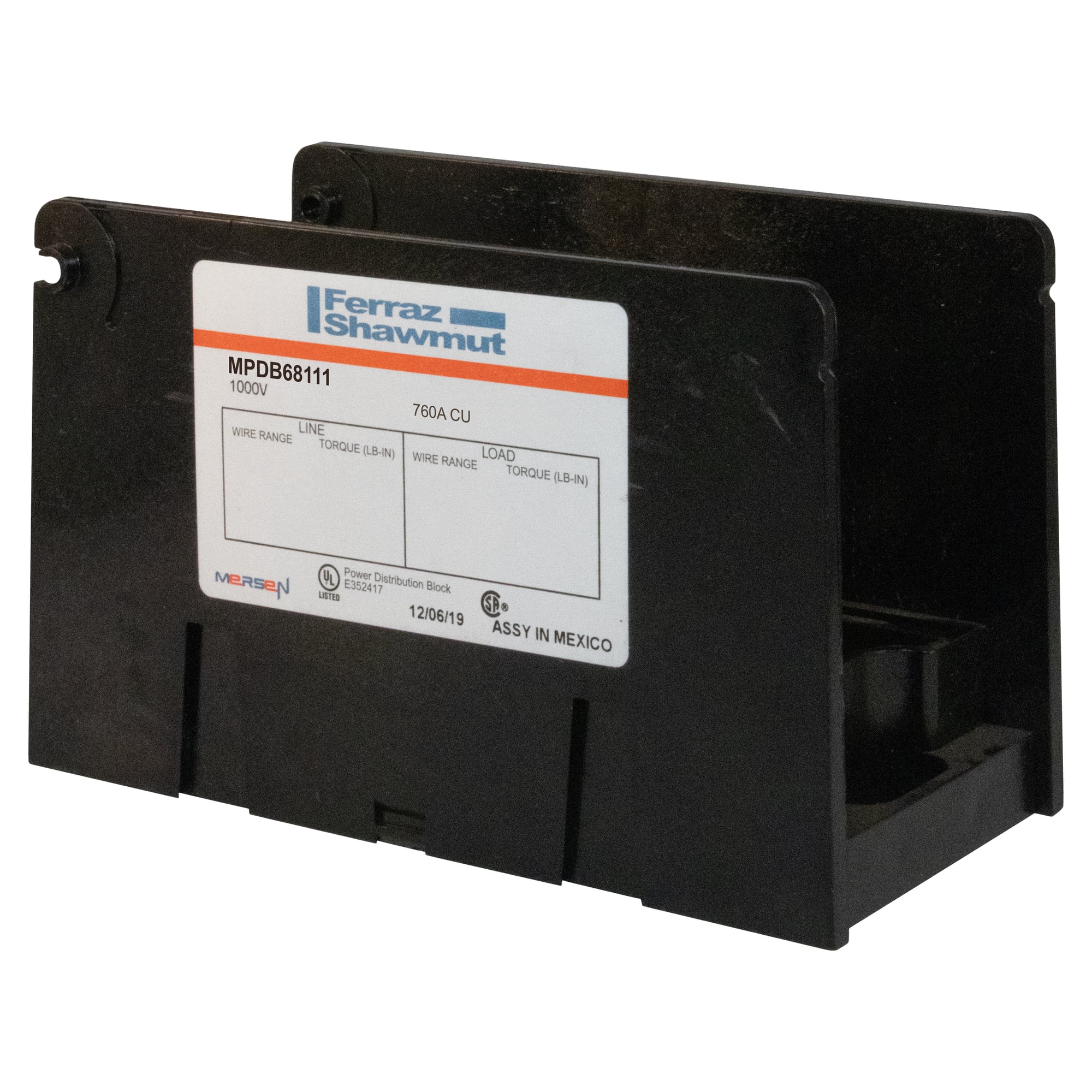 MPDB Series UL 1953 1000V - 760A CU Large 1-Pole 2 - 12 500-#4 #4-#14