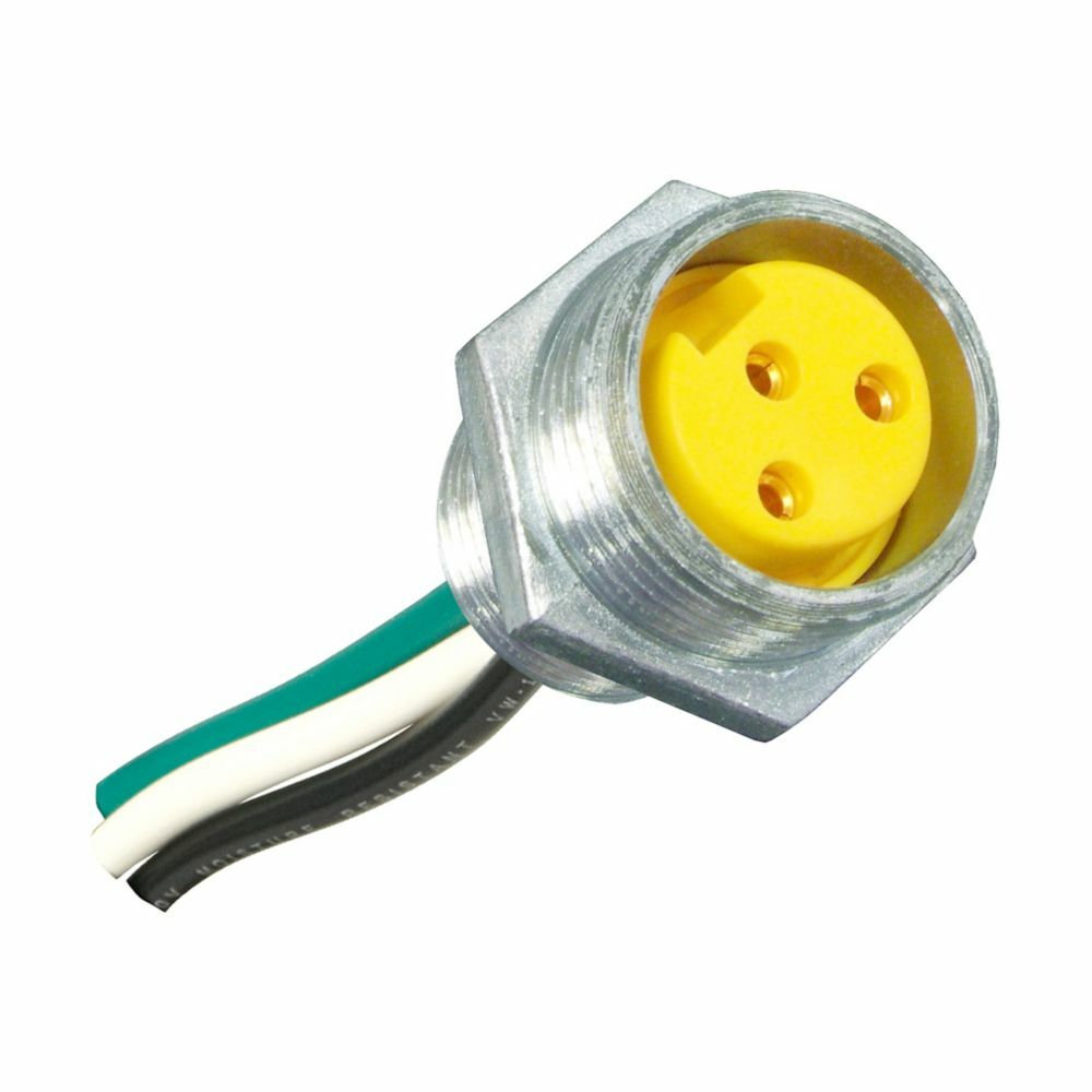 Eaton Crouse-Hinds series LynxPOWER Mini-Line receptacle, 13A, #16 AWG, Female receptacle, external thread, 1/2"-14 NPT, Passive, Zinc, Two-pole, Style I, PNP 8-port plex box, output port: 3 holes, input port: 10 holes, 10 in cable length