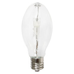 250W METALARC PULSE START quartz metal halide lamp, high output, position dedicated, reduced color shift, E39 base, ED37 bulb, enclosed fixture rated, base up only, clear, 4200K