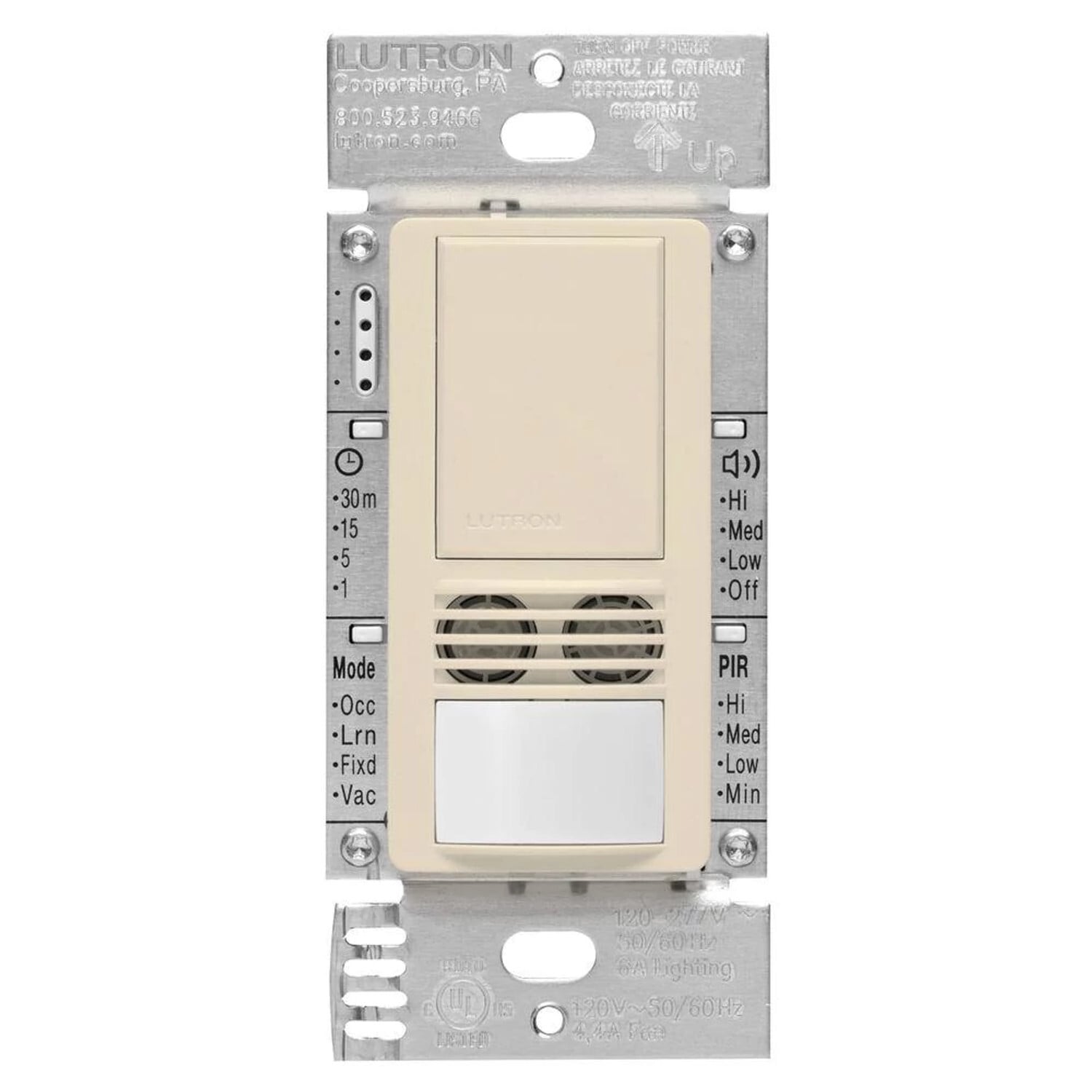 Lutron Maestro Dual-Tech Motion Sensor switch, 6-Amp, Single-Pole, Light Almond