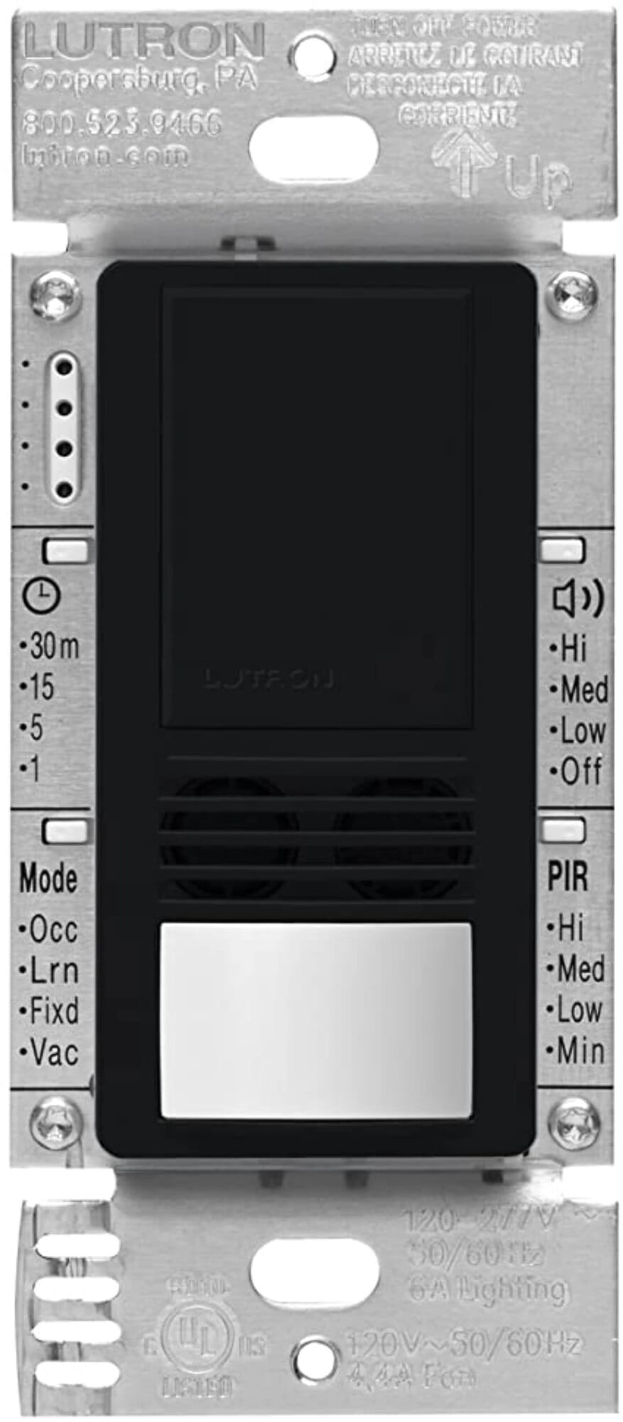 Maestro Dual Technology (Dual Tech) occupancy sensor switch, neutral connection required applies exclusive XCT Technology for minor and fine motion detection in black