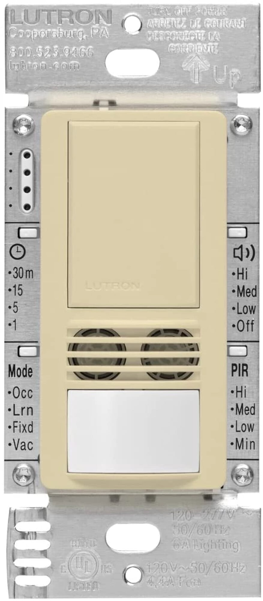 Maestro Dual Technology (Dual Tech) occupancy sensor switch, neutral connection required applies exclusive XCT Technology for minor and fine motion detection in ivory