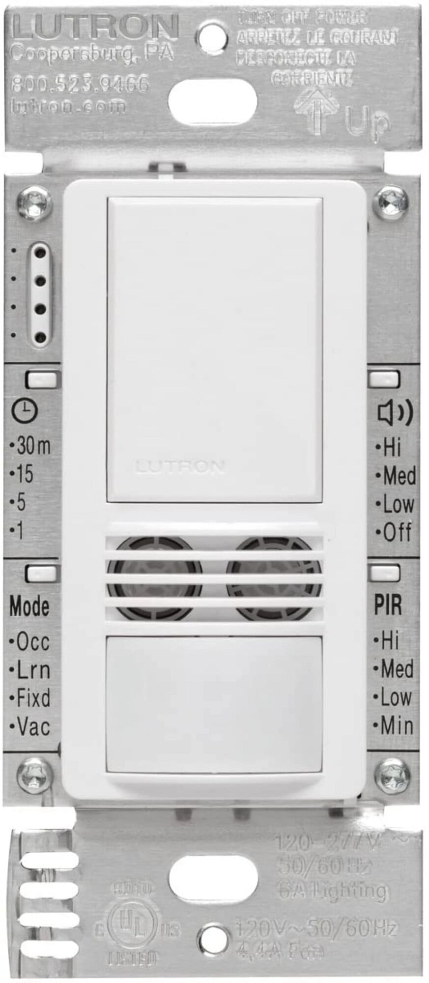 Maestro Dual Technology (Dual Tech) occupancy sensor switch, neutral connection required applies exclusive XCT Technology for minor and fine motion detection in white