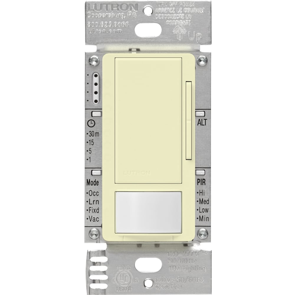 Maestro 0-10V dimmer occupancy/vacancy sensor, passive infrared, 8A fluorescent ballast or LED driver, 120-277V, in almond