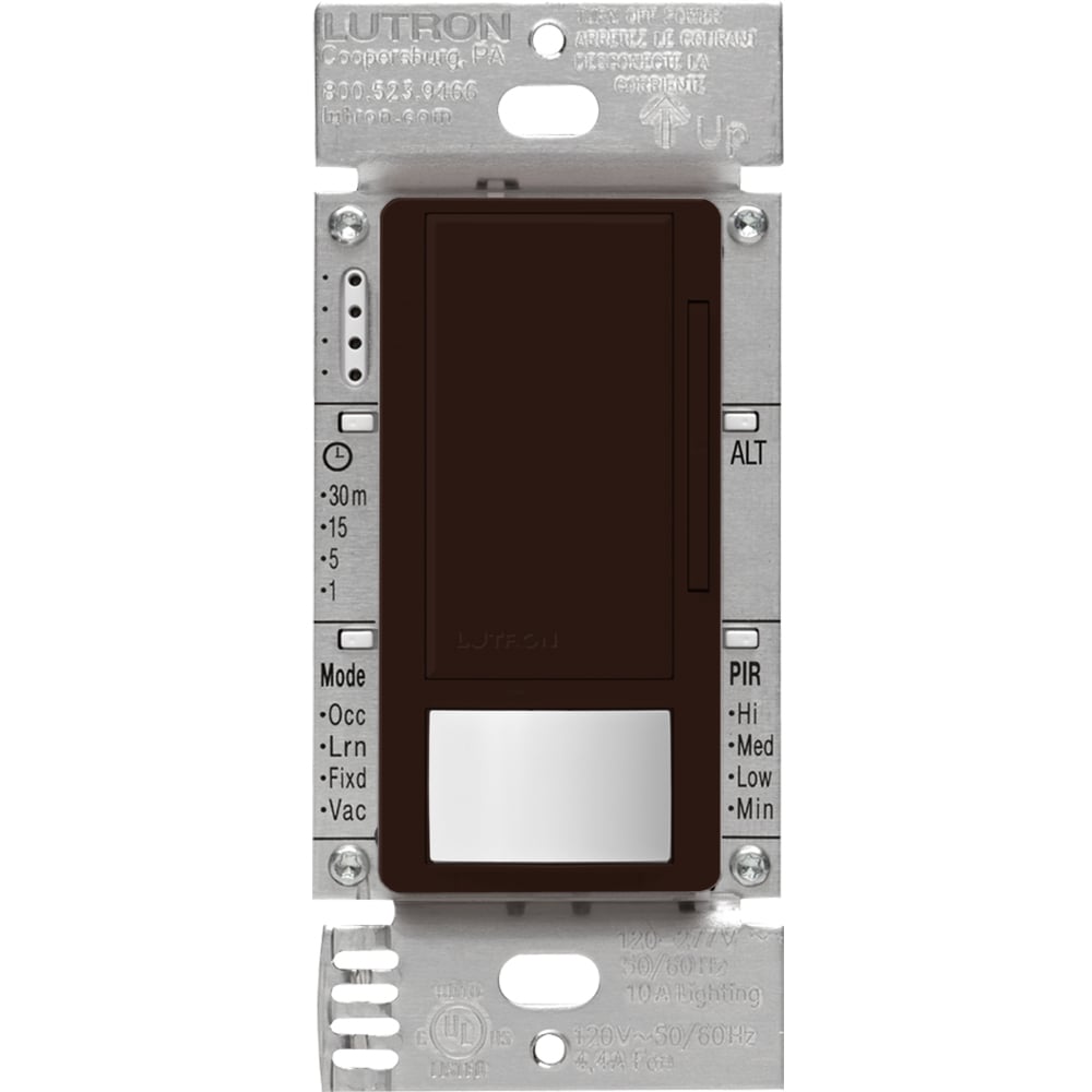 Maestro 0-10V dimmer occupancy/vacancy sensor, passive infrared, 8A fluorescent ballast or LED driver, 120-277V, in brown