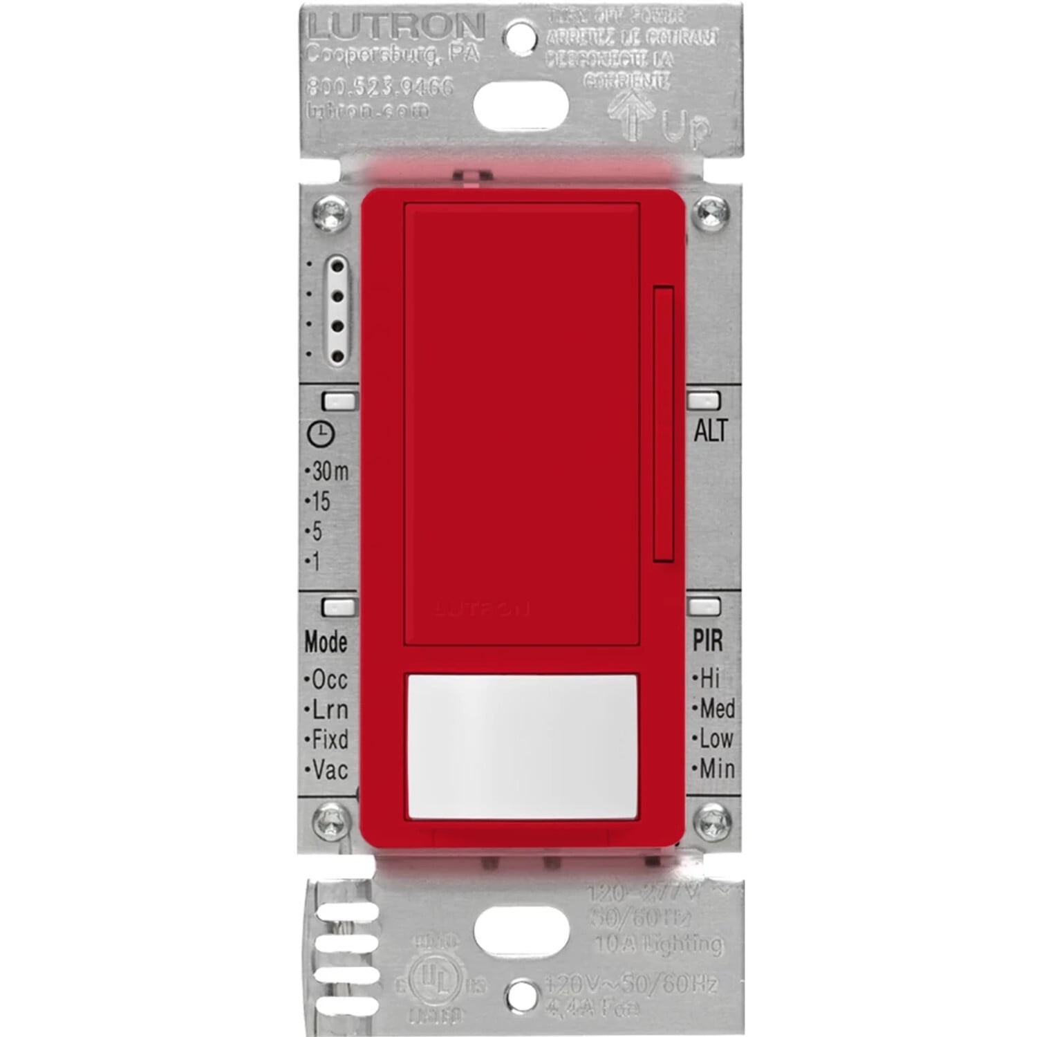 Maestro 0-10V dimmer occupancy/vacancy sensor, passive infrared, 8A fluorescent ballast or LED driver, 120-277V, in hot