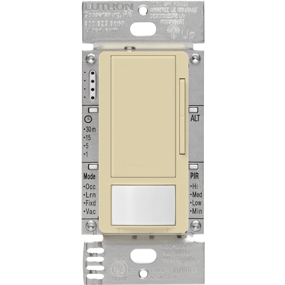 Maestro 0-10V dimmer vacancy sensor, passive infrared, 8A fluorescent ballast or LED driver, 120-277V, in ivory