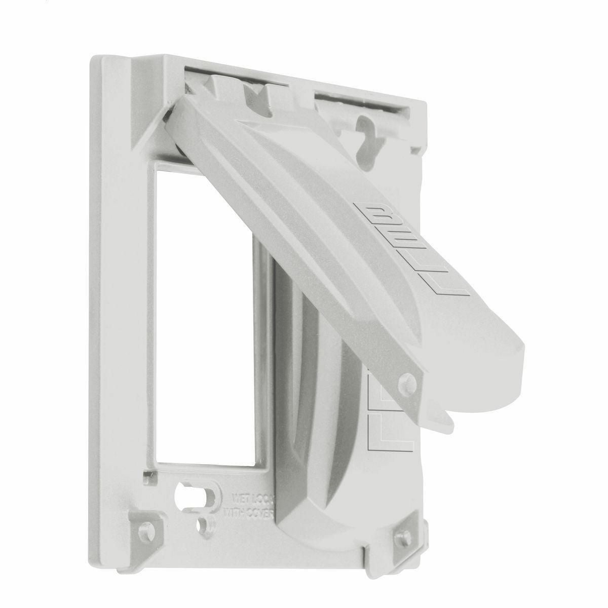 2-Gang Flip Weatherproof Cover, Vertical/Horizontal, 2-Device, 25-in-1, White