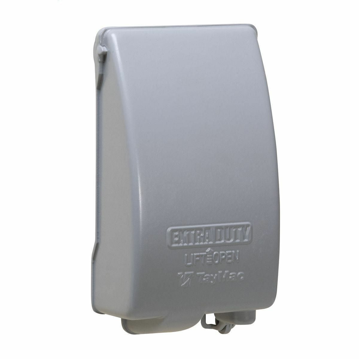 One Gang Gray Metal Low Profile While-In-Use Covers - Extra Duty, Vertical 8-in-1