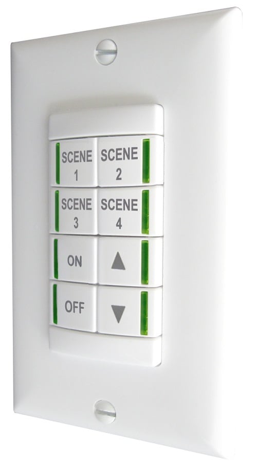 Low Voltage Push-Button Wallpod , 4 scene control, Occupancy controlled dimming without dimming output, White, SKU - 210WEP