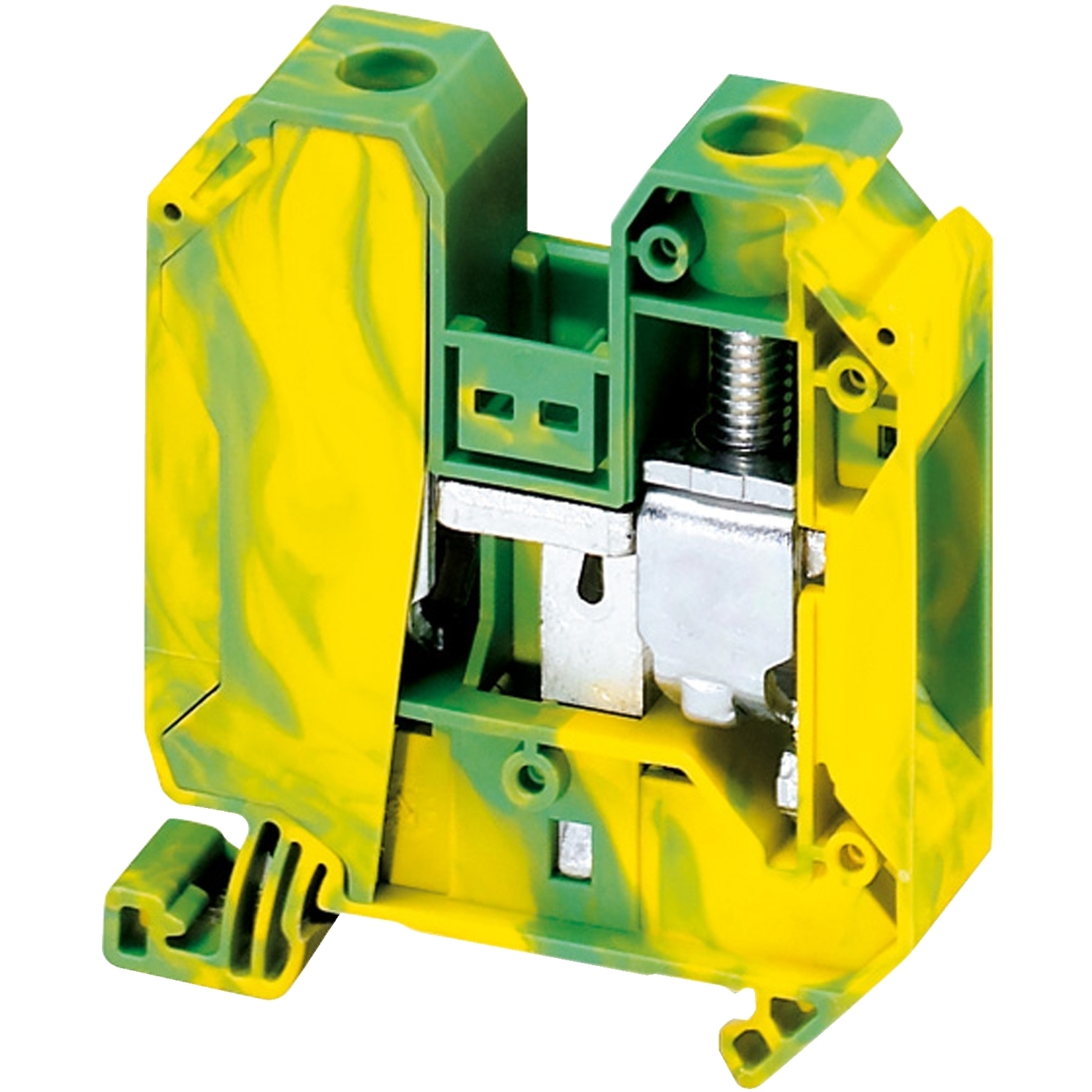 Terminal block, Linergy TR, green-yellow, 35mm, protective earth,  2 points, Set of 50