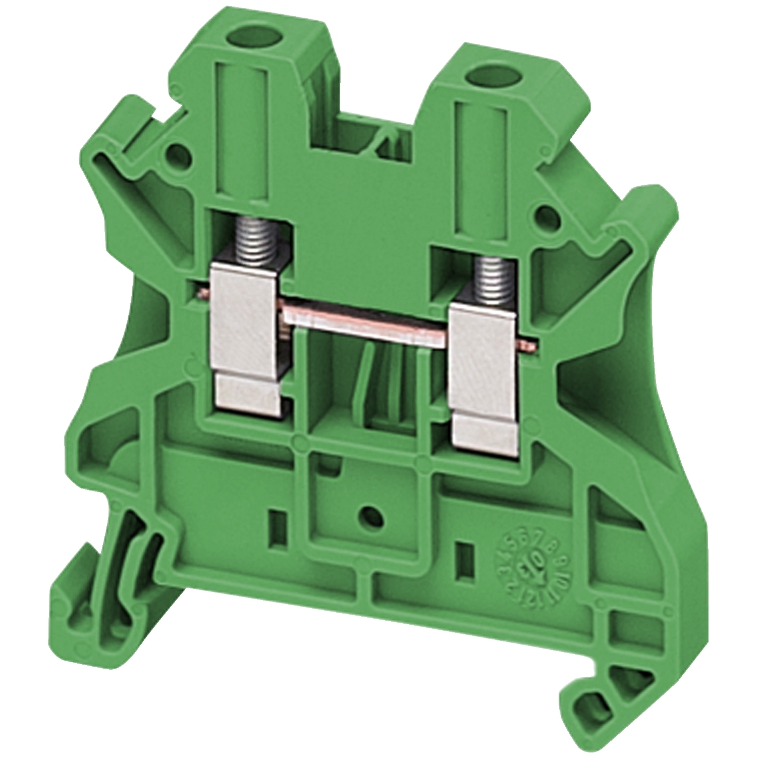 Terminal block, Linergy TR, green, 4mm2, passthrough, 2 points, set of 10