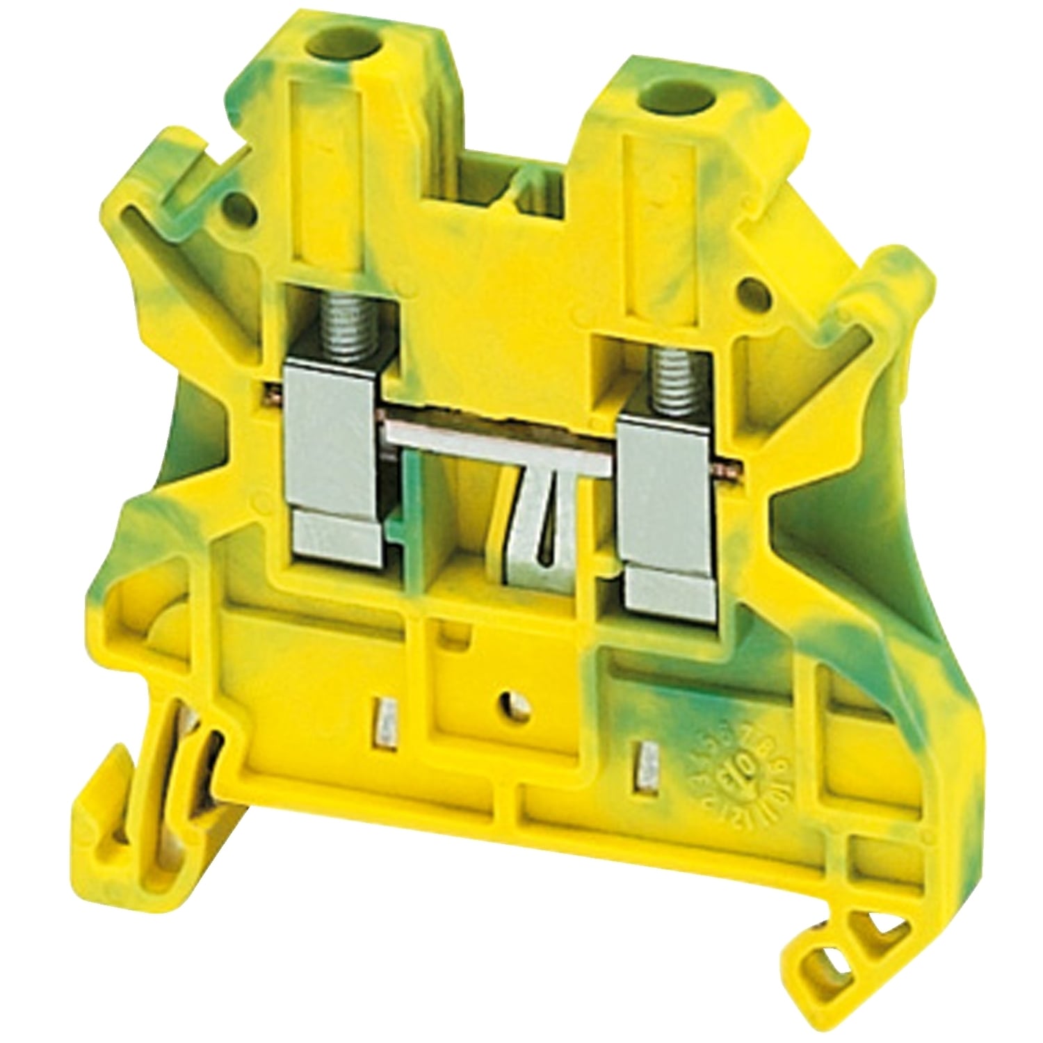 DIN Rail Mount Terminal Block, 2 Positions, 26 AWG, 10 AWG, 6 mm, Screw